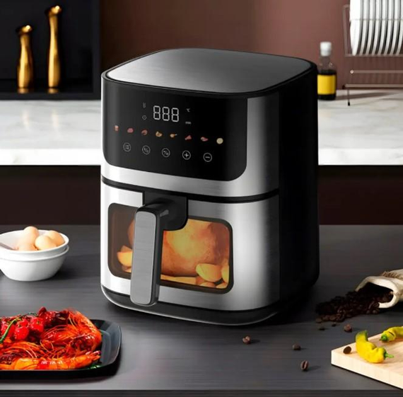Аэрогриль Rainberg RB 2268 4200W аэрофритюрница безмасляная для приготовления без масла с регулировкой температуры 8 л | Зображення 2