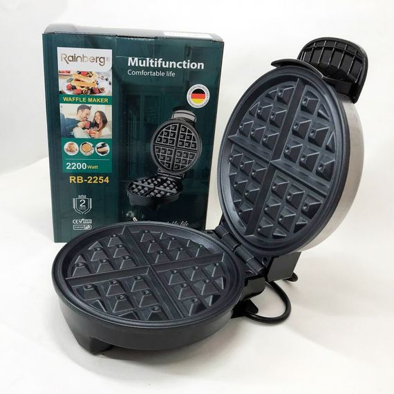 Бытовая вафельница Rainberg RB-2254 2200 Вт, Многофункциональная вафельница с антипригарным покрытием FL-54 | Зображення 3