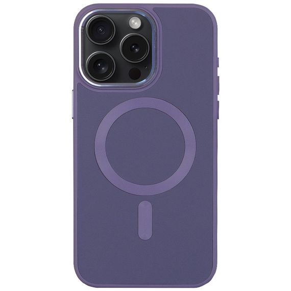 Кожаный чехол Bonbon Leather Metal Style with MagSafe для Apple iPhone 13 Pro (6.1") Серый / Lavender