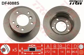 Диск гальмівний MERCEDES - VOLKSWAGEN G270/G300/G320/G36 AMG/G400/G500/G55 AMG/Sprinter 208, TRW (DF4088S)