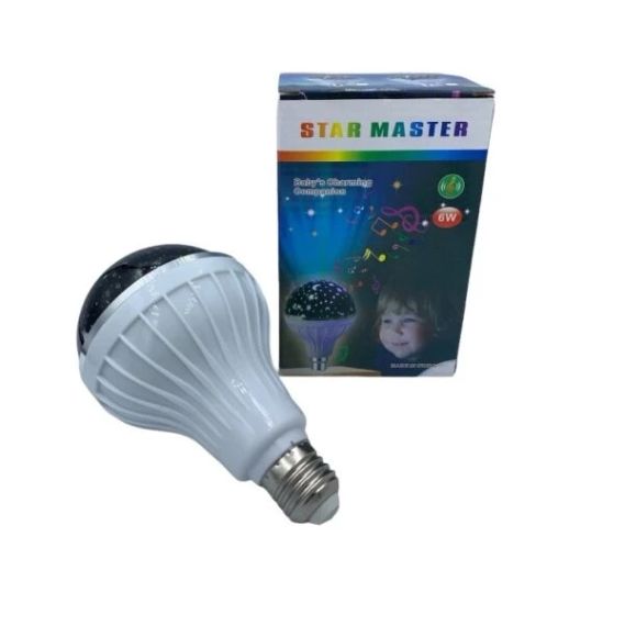 Лампа проєктор зоряного неба на патрон Master Bulb601-HX 6Вт, нічник, 3 кольори світіння, 220 В | Зображення 1