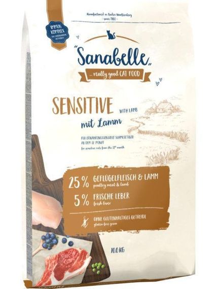 Sanabelle Sensitive Сухий корм для дорослих кішок з ягням 10 кг