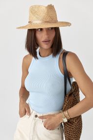 Майка приталена в рубчик - блакитний цвет, S (є розміри)