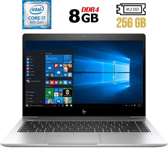 Ультрабук Б-клас HP EliteBook 840 G5 / 14" (1920x1080) IPS Touch / Intel Core i7-8650U (4 (8) ядра по 1.9 - 4.2 GHz) / 8 GB DDR4 / 256 GB SSD M.2 / Intel UHD Graphics 620 / WebCam / HDMI б/в