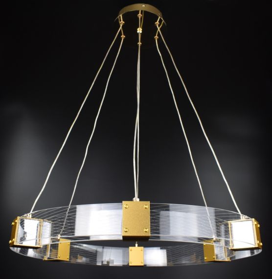 Люстра світлодіодна підвісна LED світильник для квартири на стелю лед 26903 Золото 35-150х60х60 см. | Зображення 9