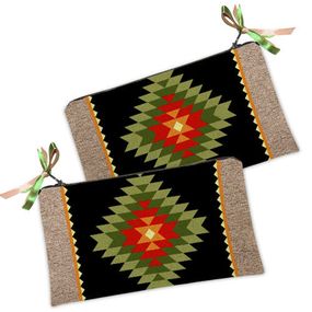 Косметичка жіноча Красно-зеленый орнамент 20х12 см (K_14S035)