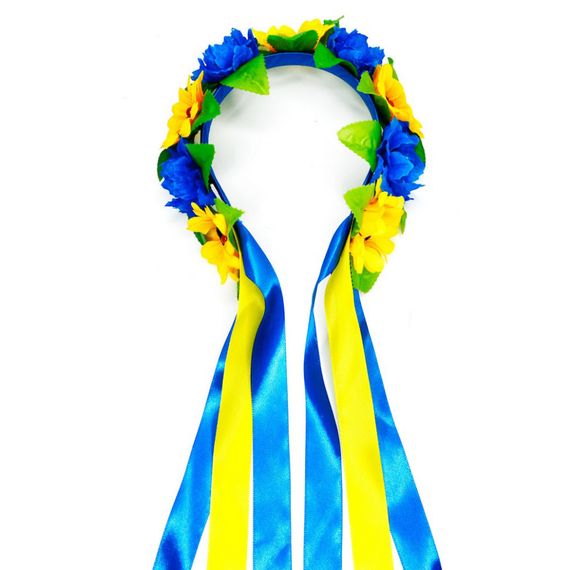 Обідок-вінок український "Квіти" 0205-759 з об'ємними квітами | Зображення 1