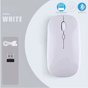 Мышка бесшумная компьютерная перезаряжаемая Bluetooth USB Белая