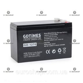 Акумулятор GDTIMES GD-1270 12V-7 Ah 20 Hr, акумуляторна батарея олив'яно-кислотна, для безперебійника, акумулятор для ДБЖ
