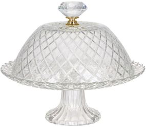 Тортівниця скляна "Crystal Glass" Ø20.5см зі скляним ковпаком
