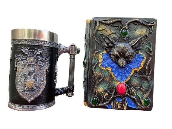 Подарунковий набір Кухоль 3D Щит і Корона та Блокнот 3D «Лісовий Гримуар Лиси»