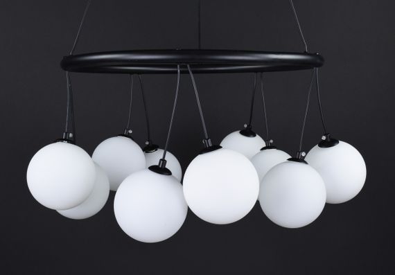 Люстра підвісна на 10 лампочок 27519 Чорний 45-160х65х65 см. | Зображення 5