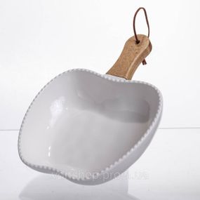 Тарелка фарфоровая глубокая с ручкой Яблоко 25×20×5 (см) Белый ZJH-15-6