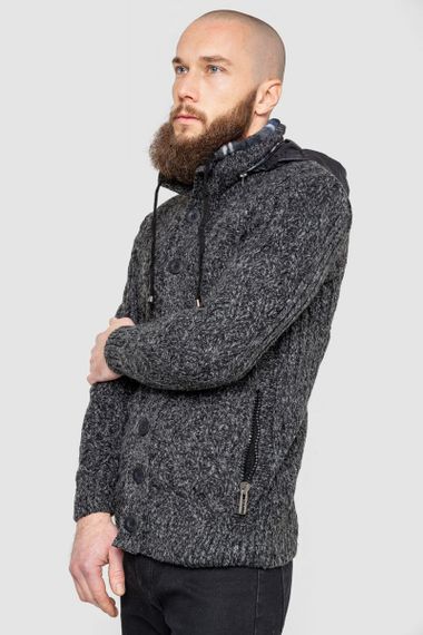 Кофта чоловіча на блискавці з капюшоном, колір чорний, 214R10635 | Зображення 2