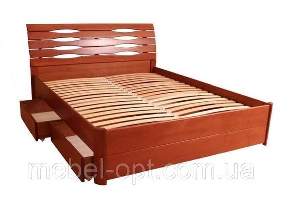 Ліжко полуторне дерев'яне Марія з 4 ящиками 140х200, колір бук натуральний | Зображення 1