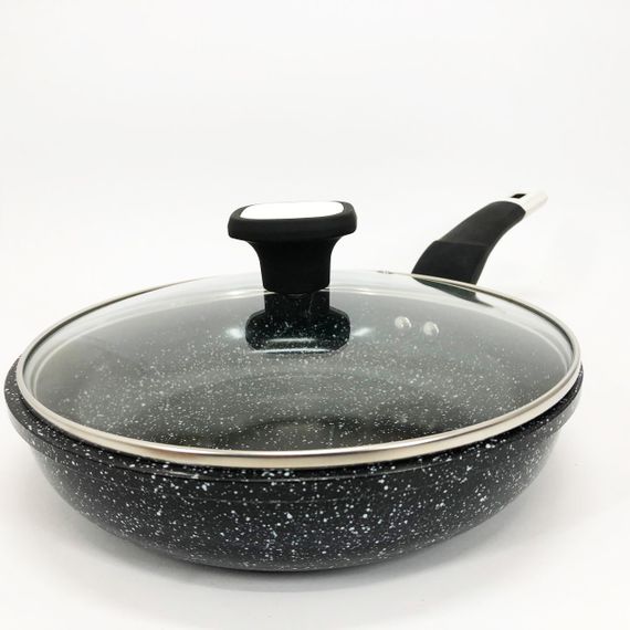 Сковорода UNIQUE UN-5114 22 см із кришкою граніт світлий багатошарове покриття | Зображення 3