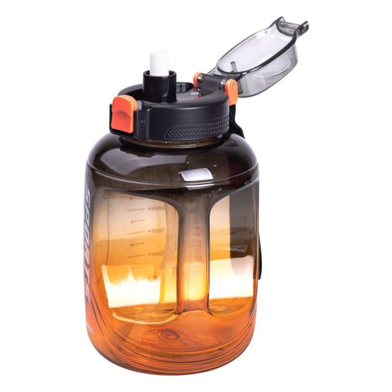 Бутылка для воды спортивная 1.6 л пластиковая с трубочкой с ремешком 22 см Черная HP-14-35B | Зображення 2