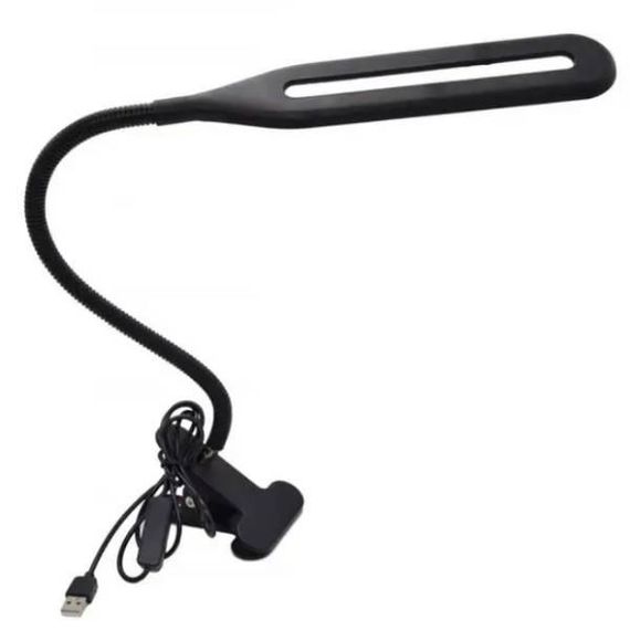 Лампа настільна на прищіпці від USB HA-106 Чорна