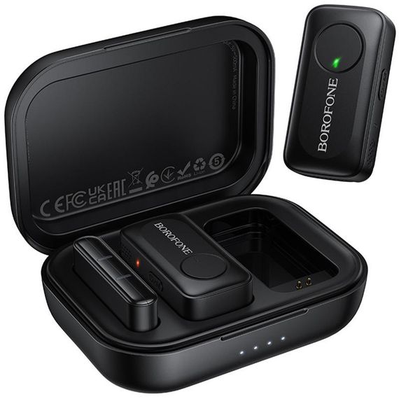 Петличний бездротовий мікрофон Borofone BFK17 Lemai dual-mic Type-C Black