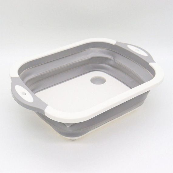 Складная разделочная доска для мытья и резки овощей 2в1, Chopping Board / Силиконовая доска-миска с клапаном | Зображення 6