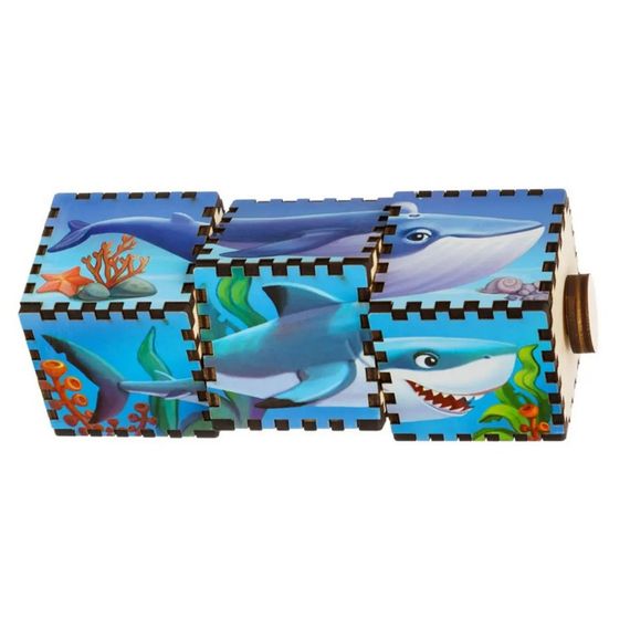 Деревянные кубики "Водный мир" Ubumblebees (ПСД179) PSD179 вращаются | Зображення 3