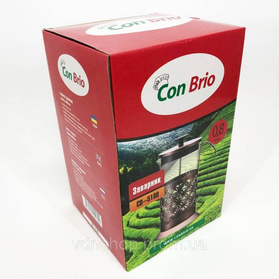 Красиві заварники для чаю Con Brio CB-5180 800мл, Зручний чайник для заварювання зі скла з ситом EM-46 | Зображення 1