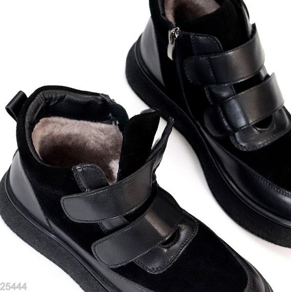 Круті спортивні зимові чорні черевики натуральна шкіра+замша на липучках | Зображення 6