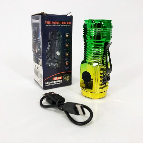 Тактический фонарь на аккумуляторе с юсб PLD-HP01-3LED, Фонарик на все случаи, Удобный ручной фонарь DO-83 | Зображення 7