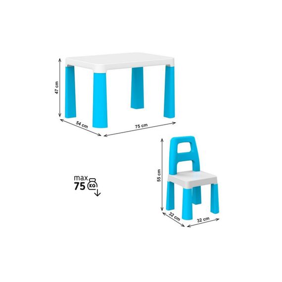 Дитячий стіл із двома стільцями 0471TXK біло-синій | Зображення 1