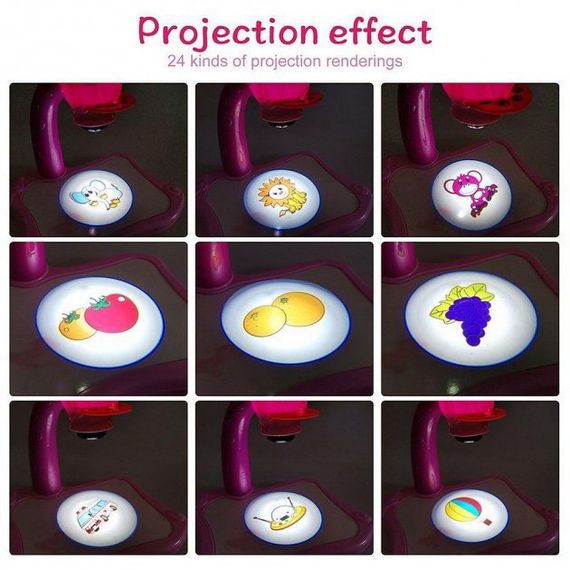 Дитячий стіл проектор для малювання з підсвічуванням Projector Painting. Колір: рожевий | Зображення 6