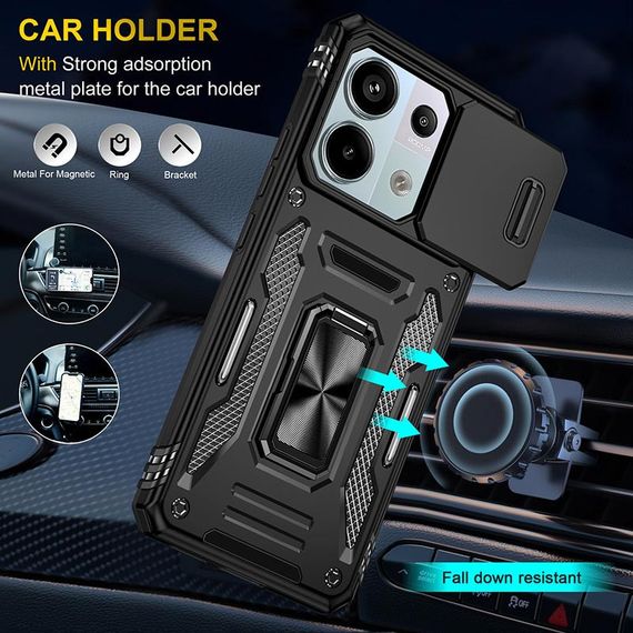 Ударопрочный чехол Camshield Army Ring для Xiaomi Poco X6 / Note 13 Pro 5G Черный / Black | Зображення 3