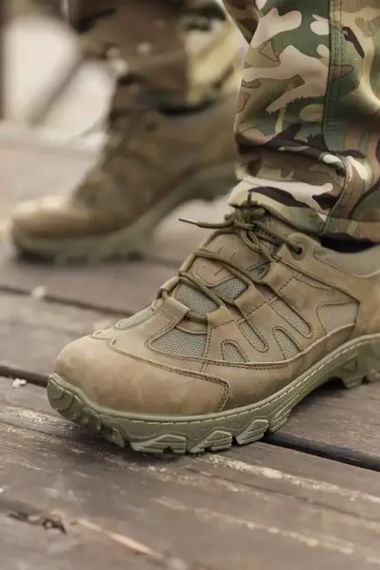 Тактичні літні  кросівки Crazy шкіра вставки Cordura олива | Зображення 3