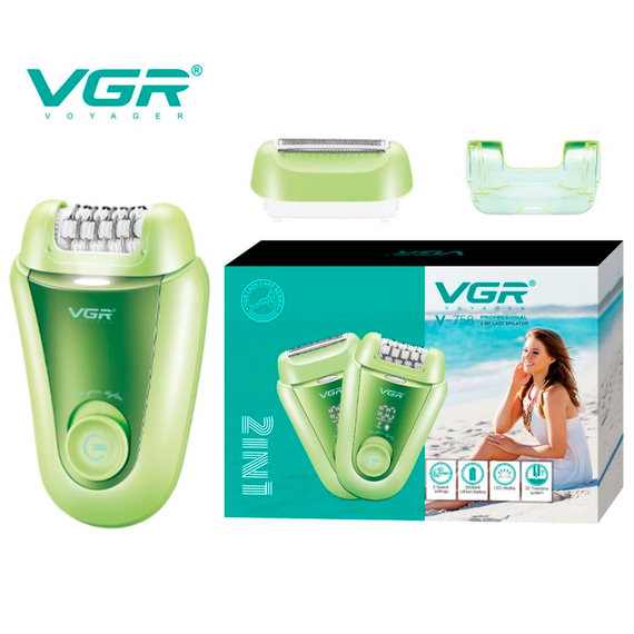 Эпилятор VGR GREEN 2 в 1 V-758, 2 насадки | Зображення 4
