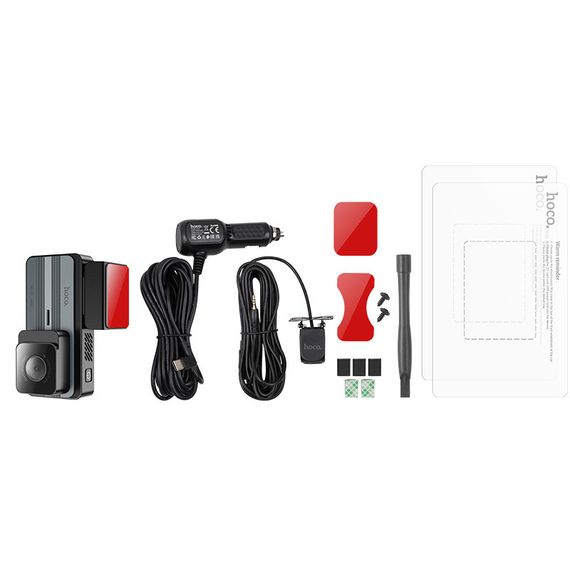 Видеорегистратор Hoco DV12 2K display + GPS (with rear camera) Silver gray | Зображення 4