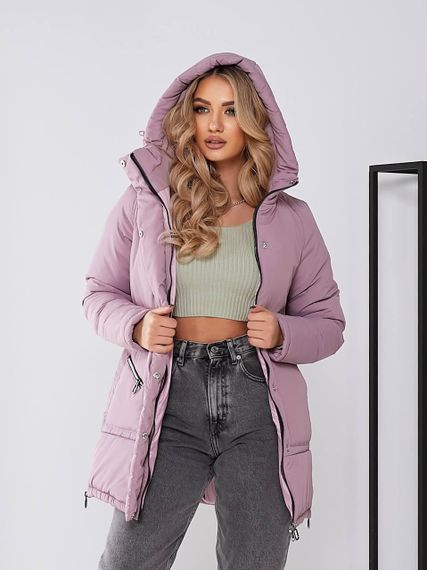 Жіноча зимова куртка з капюшоном, арт. 509, пудра | Зображення 8