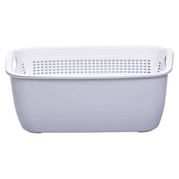 Кошик-друшлак 2 в 1 для миття овочів, фруктів і зелені 32×23×13 (см) Сірий HP-45-5G | Зображення 1