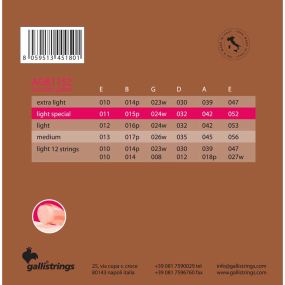 Струни для акустичної гітари Gallistrings AGB1152 (.011-.052), ProCoated, LIGHT SPECIAL, Bronze