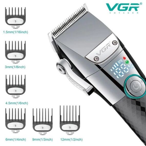 Професійна бездротова машинка для стрижки VGR V-682 тример для волосся, бороди та вусів OS-974 на підставці | Зображення 3