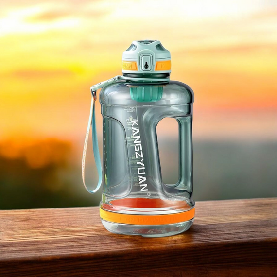 Эко-бутылка KANGZYUAN 1500 мл (1.5 л) - Зеленая Tritan BPA-free, ударопрочная, спортивная с ручкой и ремешком | Зображення 7