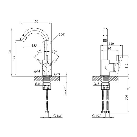 Змішувач для раковини Kroner Edelstahl Klassisch - ESG011 (CV022999) | Зображення 1