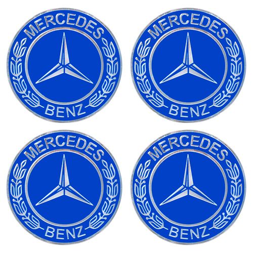 Наклейки на ковпаки "MERCEDES" сині з колоском, діам. 90 мм (4 шт.)