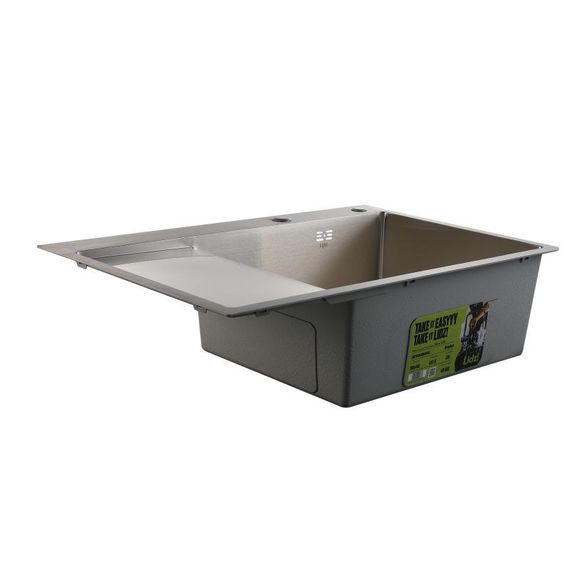 Мойка для кухни интегрированная Lidz Handmade Max 500 H7849L Brushed Steel, 3,0/1,0 мм, крыло слева, увеличенная чаша | Зображення 3