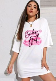 Футболка женская с принтом повседневная L Белая