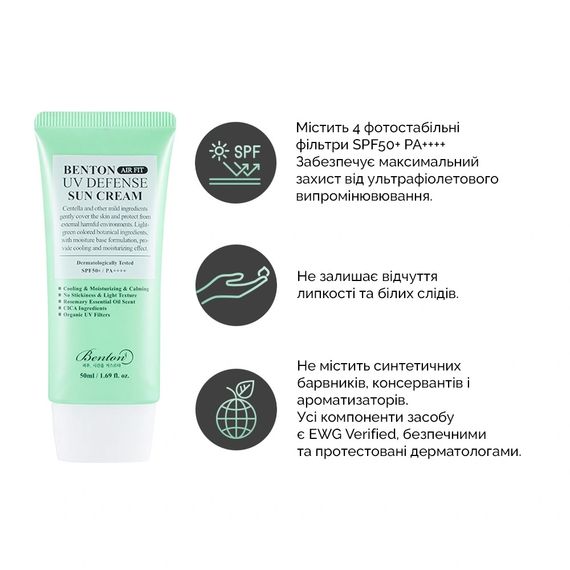 Легкий сонцезахисний крем із Центеллою Benton Air Fit UV defense Sun Cream SPF50+/PA++++ (12 ml) | Зображення 1