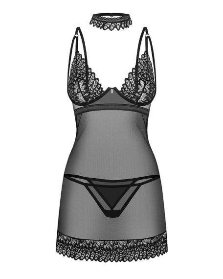 Сорочка Obsessive Donarella chemise Черный XS/S | Зображення 2