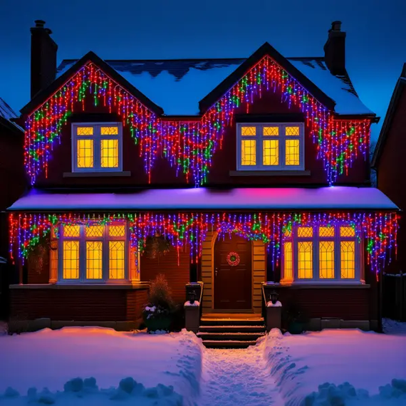 Уличная гирлянда Бахрома 20 м 335 LED гирлянда штора черный провод Мультиколор 20MBML | Зображення 1