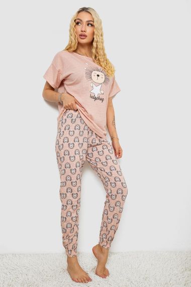 Пижама женская с принтом, цвет пудровый, 243R15468 | Зображення 2