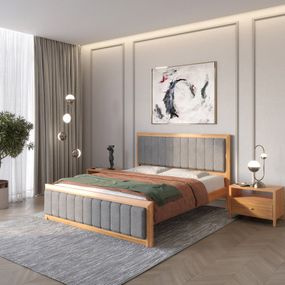 Двоспальне дерев'яне ліжко Mebigrand Барселона Б1 Вільха/Аляска 93 (Сірий) 160х200 см (MBG-11771)