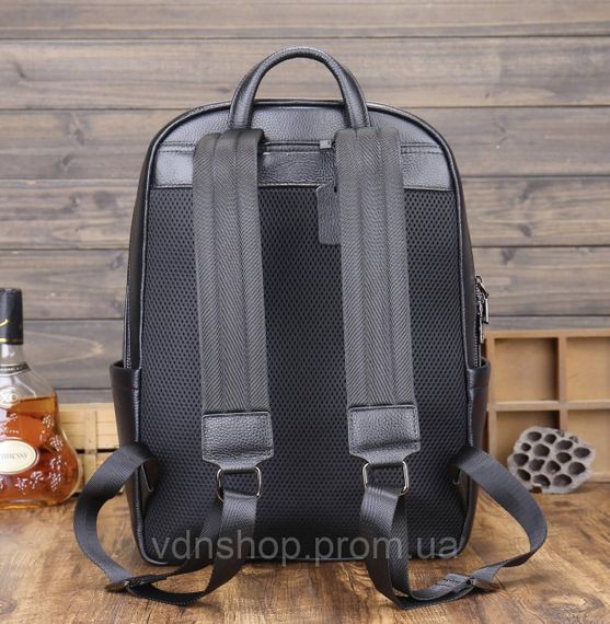 Рюкзак чоловічий шкіряний 30х41х15, міський наплічник для ноутбука та документів Tiding Bag 63989 чорний | Зображення 6