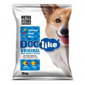 NutraFiveStars Дог Лай Оріджінал Doglike ORIGINAL (блакитний) Сухий корм для дорослих собак. З куркою, телятиною та рисом.10 кг